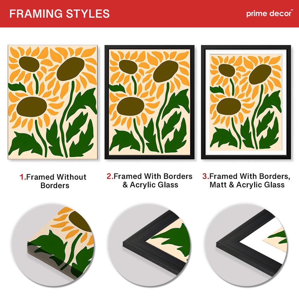 Green & Gold Floral Abstract Art Over White Background | Abstract Floral Artwork #00409 - Prime Décor