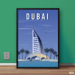 Burj Al Arab Dubai UAE Minimal Illustration | Travel Poster Wall Art - Prime Décor