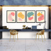 Pastel Blobs With Tropical Leaves Line Art (4 Panel) Nordic Wall Art