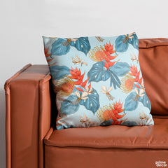 Abstract Floral Artwork Over Blue Background | Floral Cushion #410