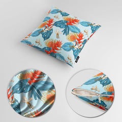 Abstract Floral Artwork Over Blue Background | Floral Cushion #410