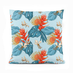 Abstract Floral Artwork Over Blue Background | Floral Cushion #410