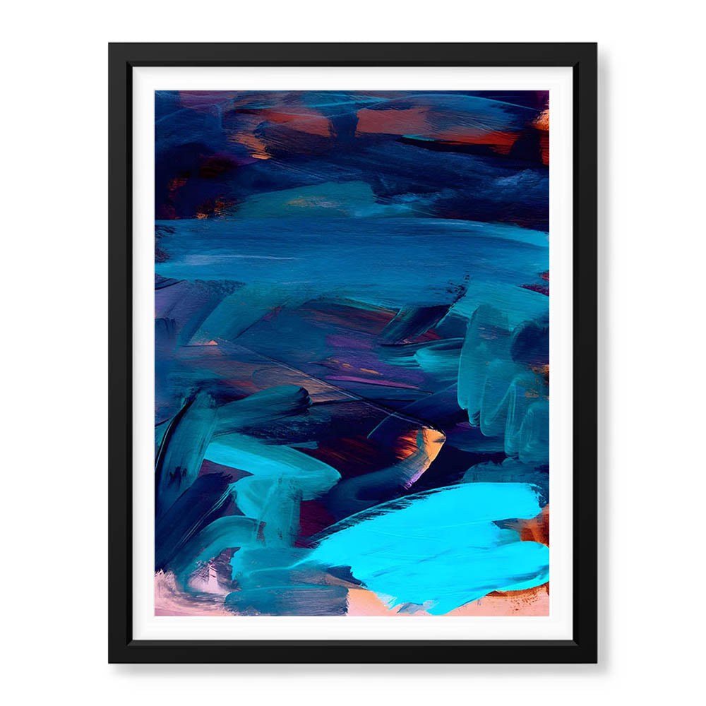 Blue & Gold Abstract Oil Paint Art Design | Abstract Office Artwork #00411 - Prime Décor