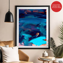 Blue & Gold Abstract Oil Paint Art Design | Abstract Office Artwork #00411 - Prime Décor