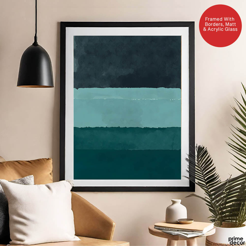Blue & Green Color Shades Abstract Design | Abstract Office Artwork #00412 - Prime Décor