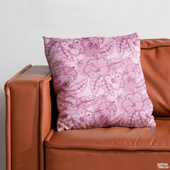 Linear Floral Artwork Over Pink Background | Floral Cushion #414