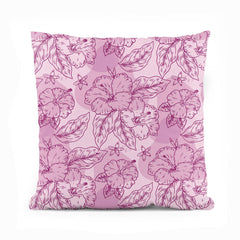 Linear Floral Artwork Over Pink Background | Floral Cushion #414