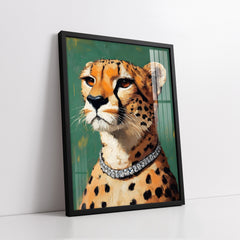 Exotic Cheetah with Diamond Necklace (Single Panel) Digital Painting Wall Art