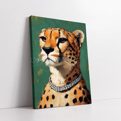 Exotic Cheetah with Diamond Necklace (Single Panel) Digital Painting Wall Art