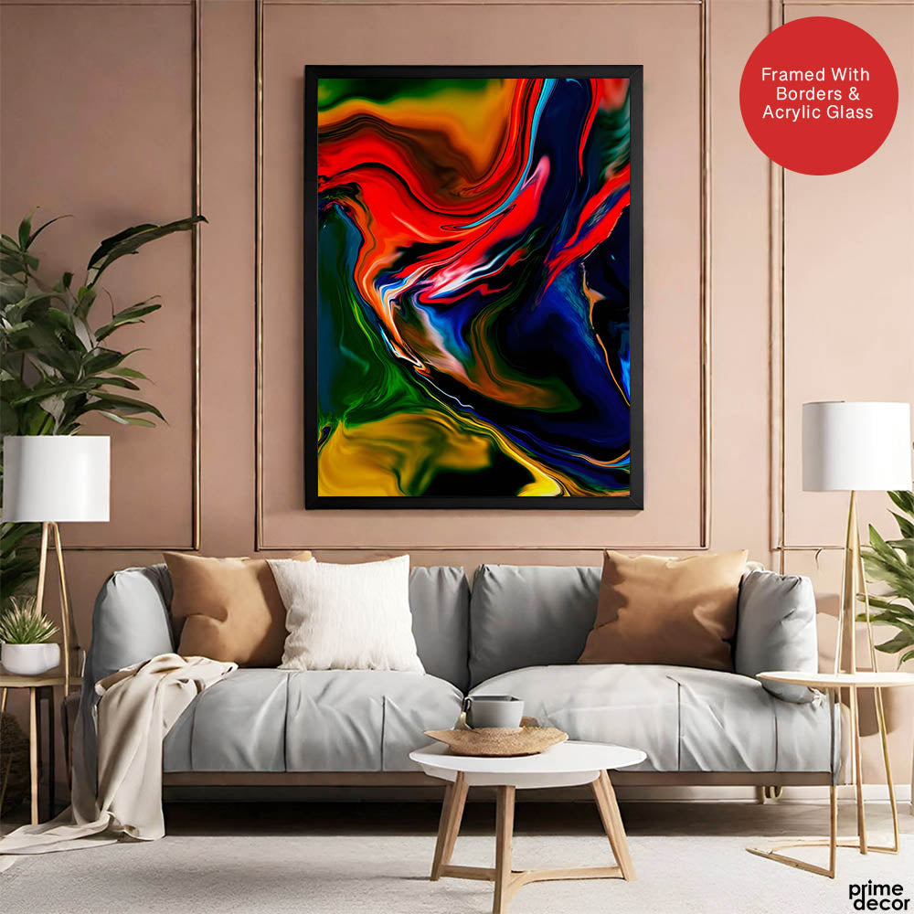Beautiful Abstract Art With Colorful Paint Art | Abstract Office Artwork #00418 - Prime Décor