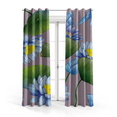 Elegant Blue Lotus Pattern | Floral Curtains #041 - Prime Décor