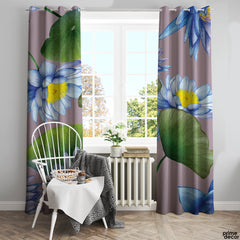 Elegant Blue Lotus Pattern | Floral Curtains #041 - Prime Décor