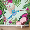 Beautiful Artwork Of A Bird Surrounded With Colorful Flowers | Nature Wallpaper Mural