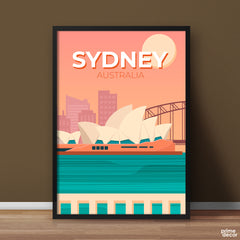 Sydney Opera House Australia Minimal Illustration | Travel Poster Wall Art - Prime Décor