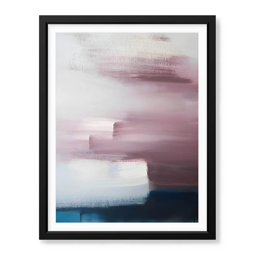 Pink & Blue Abstract Brush Art Over White Background | Abstract Office Artwork #00420 - Prime Décor