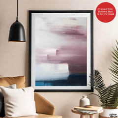 Pink & Blue Abstract Brush Art Over White Background | Abstract Office Artwork #00420 - Prime Décor