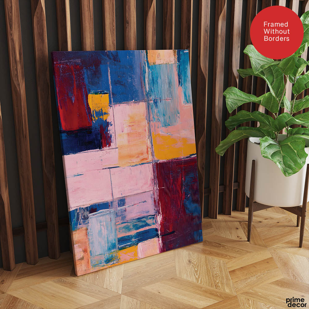 Colorful Abstract Brush Art Over White Background | Abstract Office Artwork #00421 - Prime Décor