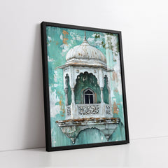 Vintage Mughal Architecture Jharokha Impasto Style (Single Panel) Digital Painting Wall Art