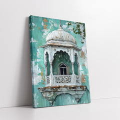 Vintage Mughal Architecture Jharokha Impasto Style (Single Panel) Digital Painting Wall Art