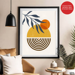 Black & Gold Orange Abstract Floral Art Over White Background | Abstract Floral Artwork #00422 - Prime Décor