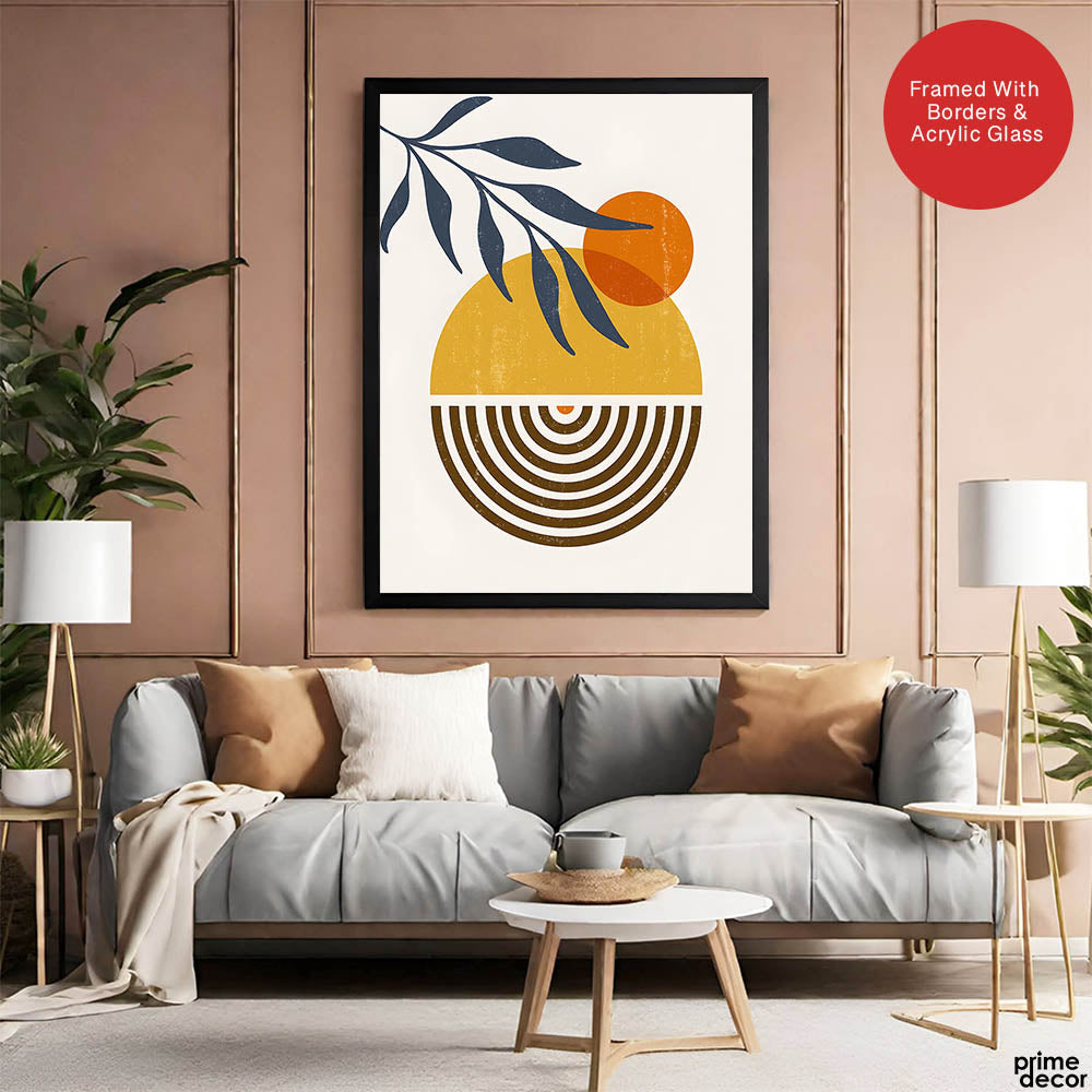Black & Gold Orange Abstract Floral Art Over White Background | Abstract Floral Artwork #00422 - Prime Décor