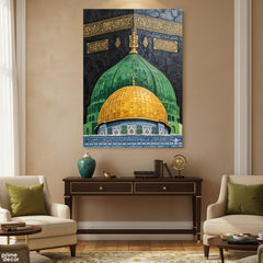 Islamic Landmarks Kaaba, Masjid Nabvi and Holy Dome (Single Panel) Digital Painting Wall Art (Single Panel) Digital Painting Wall Art