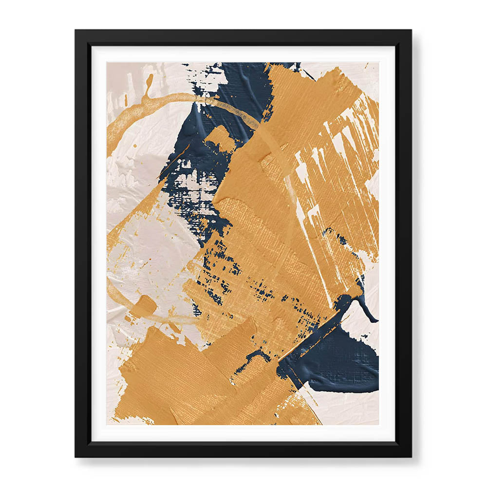 Blue & Brown Abstract Art Over Beige Background | Abstract Office Artwork #00425 - Prime Décor