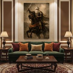 Medieval Muslim Knight with Sword and Armor (Single Panel) Digital Painting Wall Art