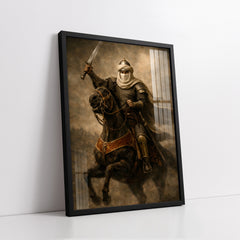 Medieval Muslim Knight with Sword and Armor (Single Panel) Digital Painting Wall Art