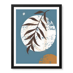 Black & White Abstract Floral Art Over Blue Background | Abstract Floral Artwork #00428 - Prime Décor