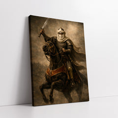 Medieval Muslim Knight with Sword and Armor (Single Panel) Digital Painting Wall Art