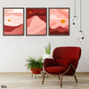 Abstract Red & Beige Design With Golden Sun (3 Panel) Abstract Wall Art