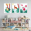 Deer & Flamingos Geometric Style (3 Panel) Nursery Wall Art