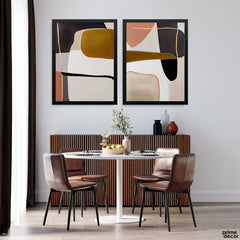 Mustard & Charcoal Abstract Color Block (2 Panel) Modern Wall Art