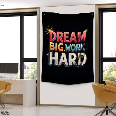 Dream Big Work Hard Typography | Motivational Tapestry