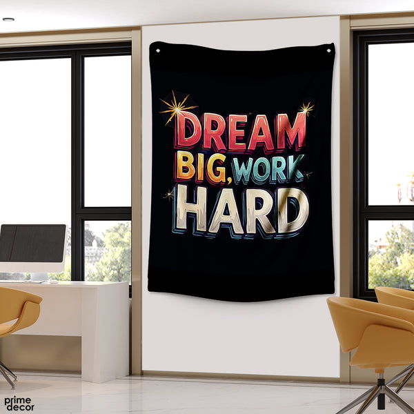Dream Big Work Hard Typography | Motivational Tapestry