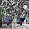 Black & White Abstract Pencil Artwork Design | Abstract Wallpaper Mural