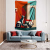 Abstract Artwork Of Scooter With Colorful Wall | Fashion Tapestry