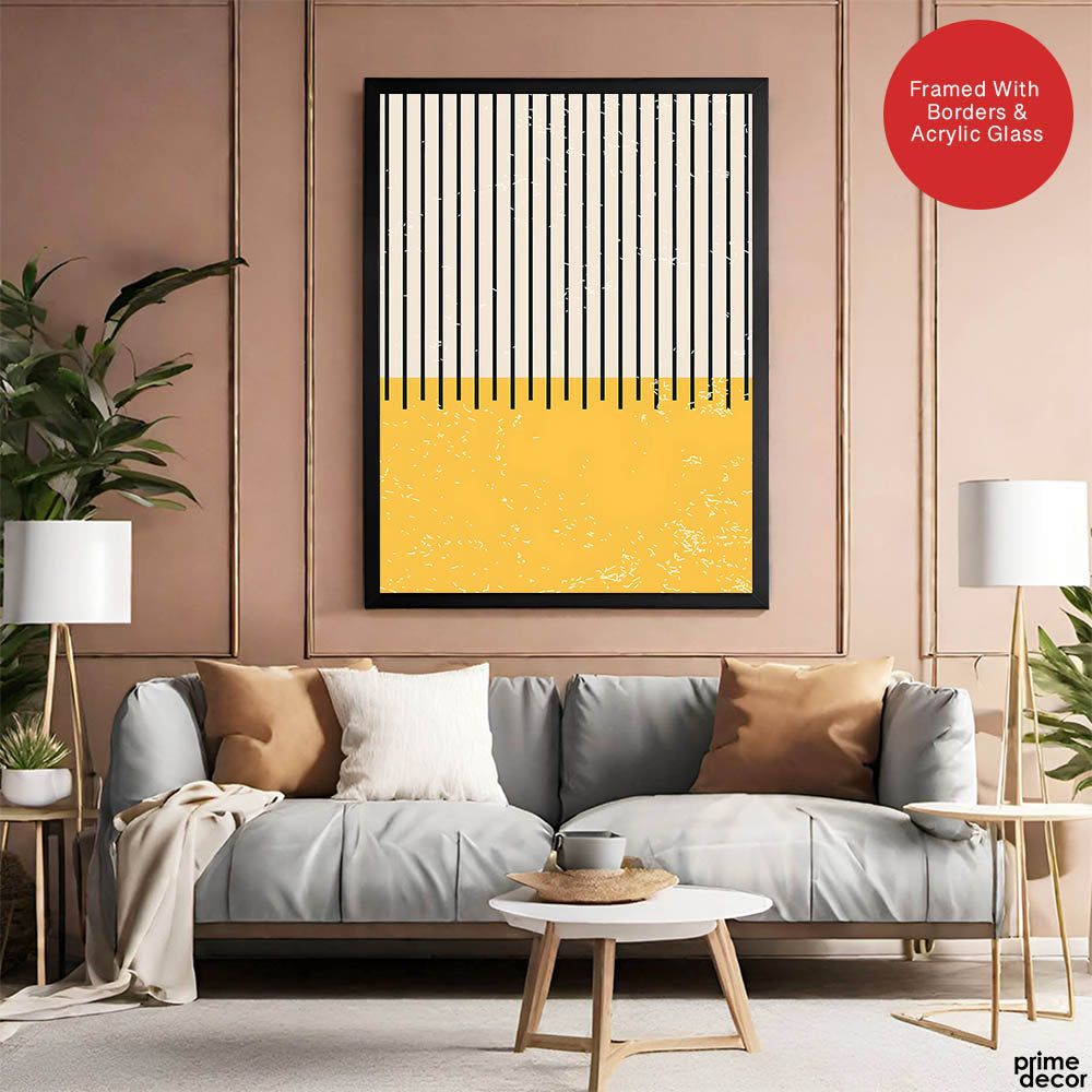 Black & Gold Abstract Line Art Over White Background | Abstract Office Artwork #00430 - Prime Décor