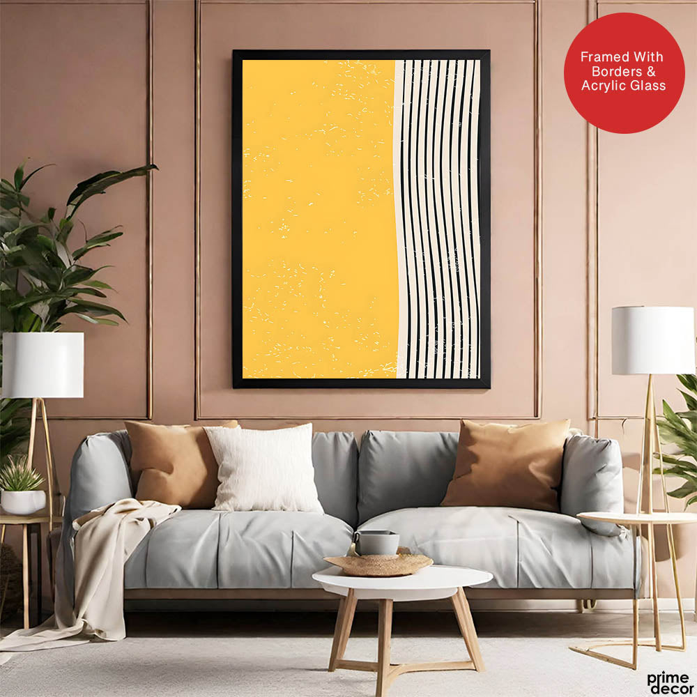 Black & Gold Abstract Line Art Over White Background | Abstract Office Artwork #00431 - Prime Décor