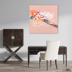 Progress !! Not Perfection (Square Panel) Motivational Wall Art - Prime Décor