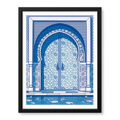 Blue & White Abstract Door Art Over White Background | Abstract Fashion Artwork #00432 - Prime Décor