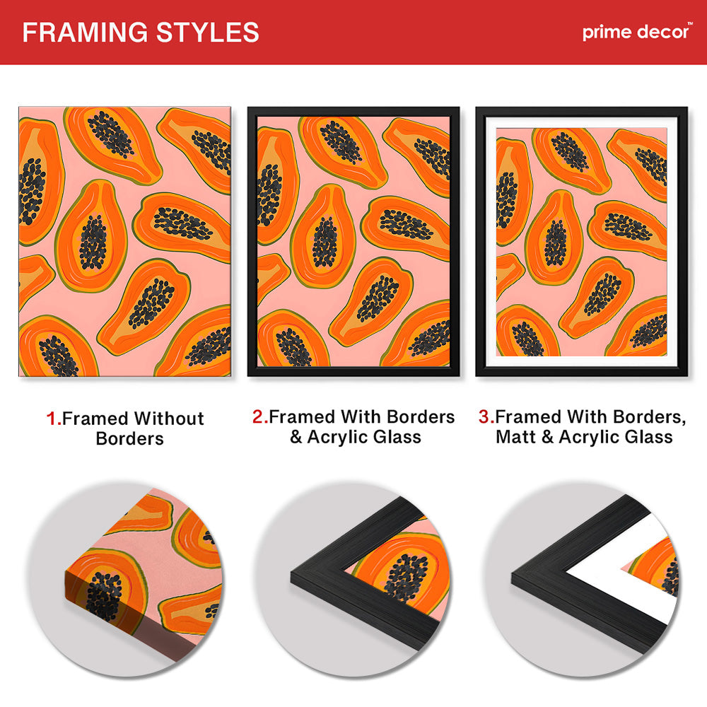 Black & Orange Abstract Fruit Seeds Design Over Beige Background | Abstract Floral Artwork #00435 - Prime Décor