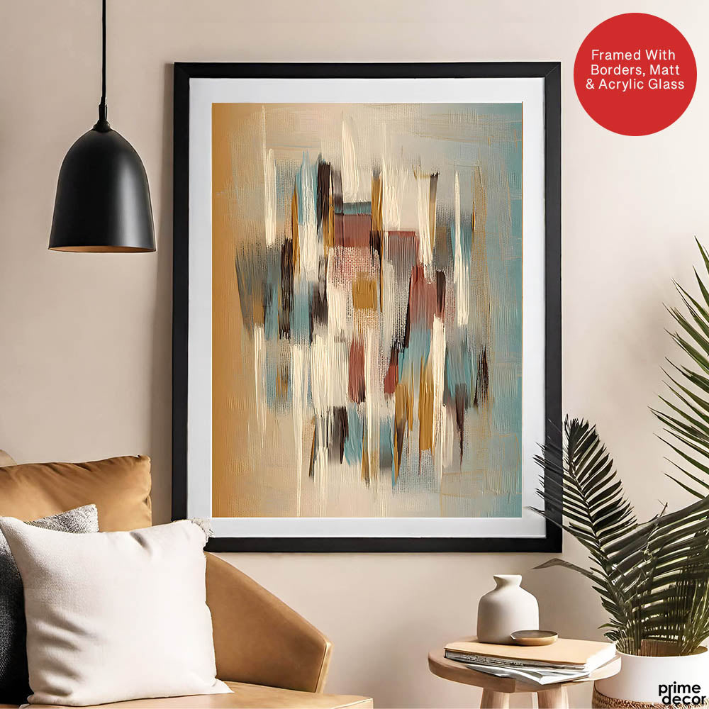 Colorful Abstract Paint Design Over Grey Background | Abstract Office Artwork #00436 - Prime Décor