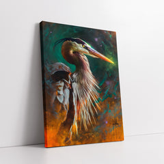 Atmospheric Bird of Prey Abstract with Dark Teal (Single Panel) Digital Painting Wall Art