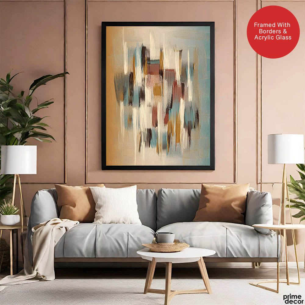 Colorful Abstract Paint Design Over Grey Background | Abstract Office Artwork #00436 - Prime Décor