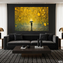 Radiant Autumn Rain with Lone Figure Palette Knife Style (Single Panel) Digital Painting Wall Art