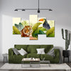 Toucan & Tiger In Exotic Tropical Leaves (5 Panel) Nature Wall Art