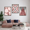Abstract Red & Grey Geometric Shapes Design (3 Panel) Abstract Wall Art