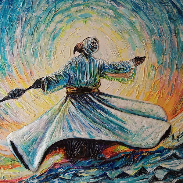 Whirling Sufi Dervish Embossed Textured Style | Handmade Painting